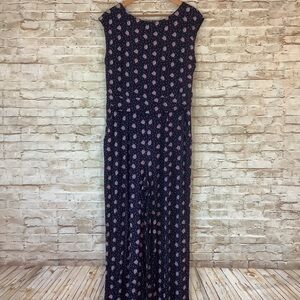 NWT Boden Patterned Jump Suit Romper Jumper in Navy and Pink 12 Tall
